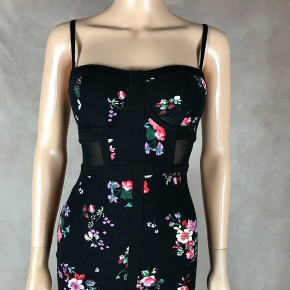 Material Girl Black Floral Bustier Bodycon Party Dress NWT SMALL - Picture 3 of 12